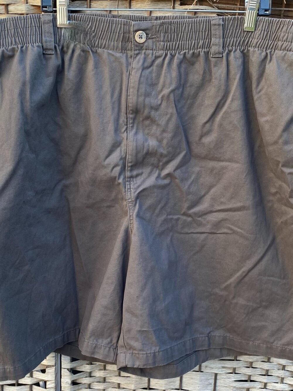 Vintage Harbor Bay Pull On Shorts Elastic Waistband Khaki Green Brown